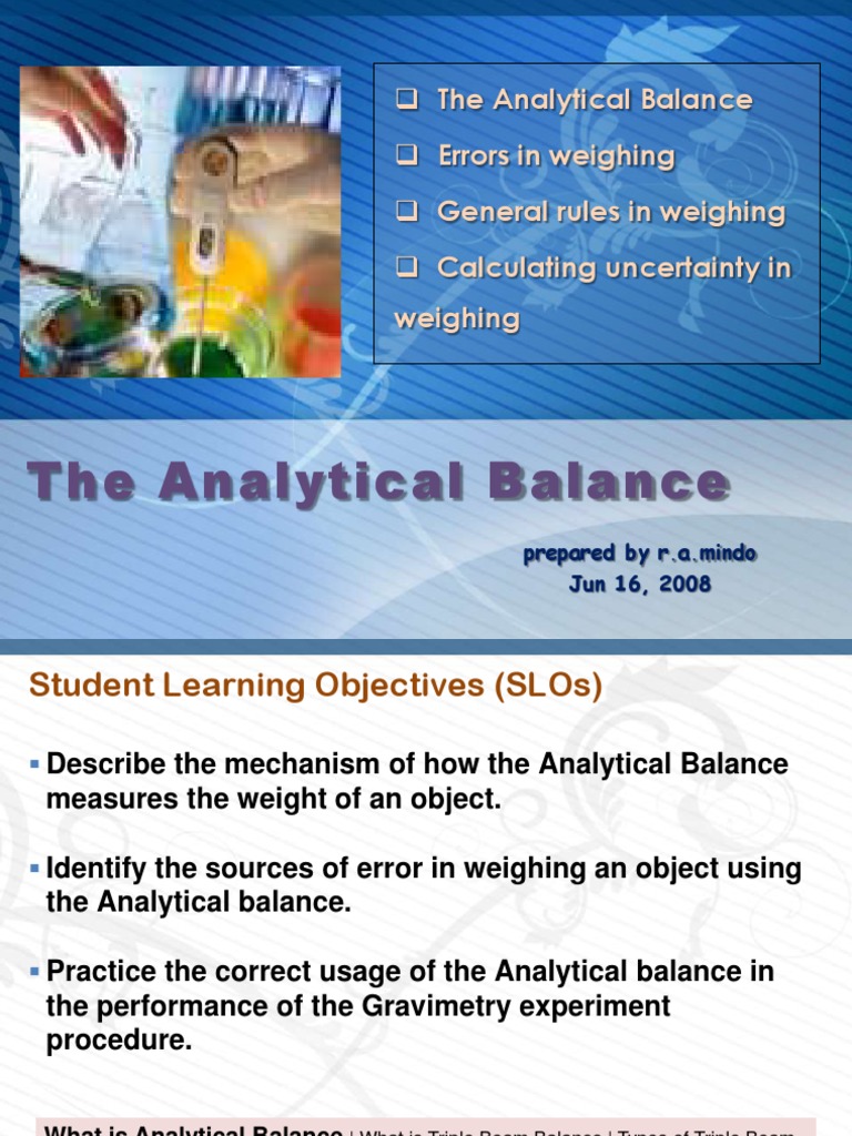 The Analytical Balance PDF Weighing Scale Weight