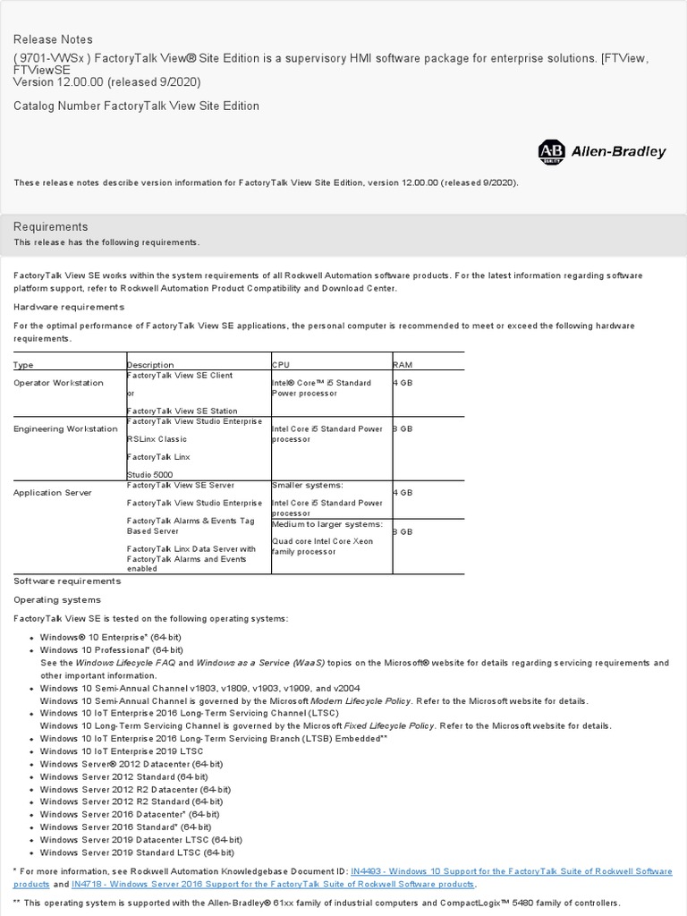 FactoryTalk View Site Edition - 12.00.00 (Released 9 - 2020) | PDF |  Command Line Interface | Windows 10