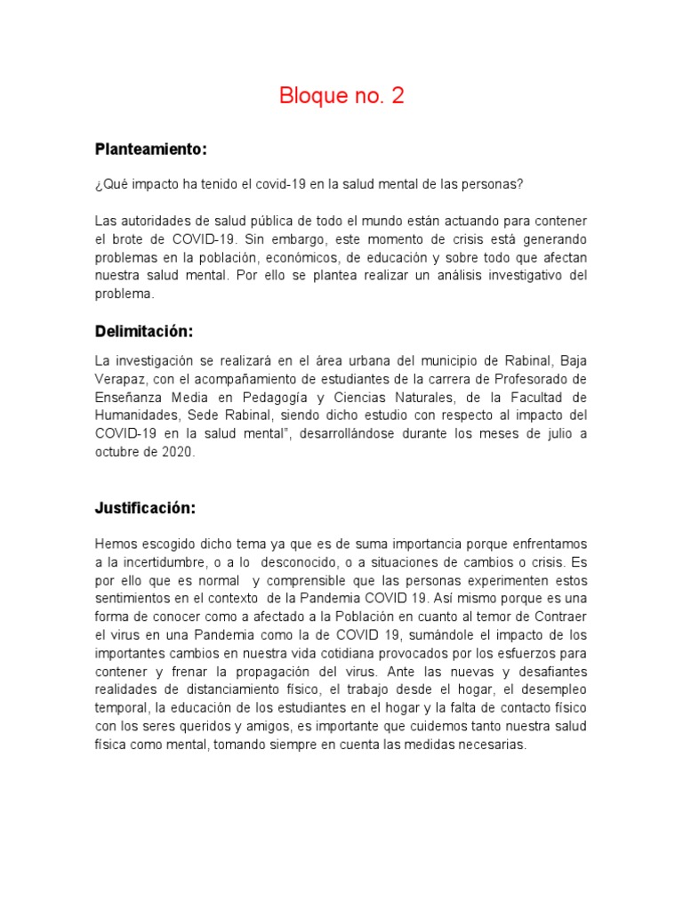 Impacto del COVID-19 en la Salud Mental | PDF | Las emociones | Guatemala