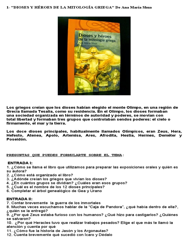 Dioses y héroes de la mitología griega | PDF | Doce olímpicos ...