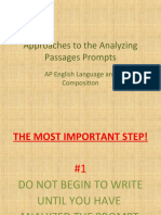 Approaches To The Analyzing Passages Prompts: AP English Language and Composition