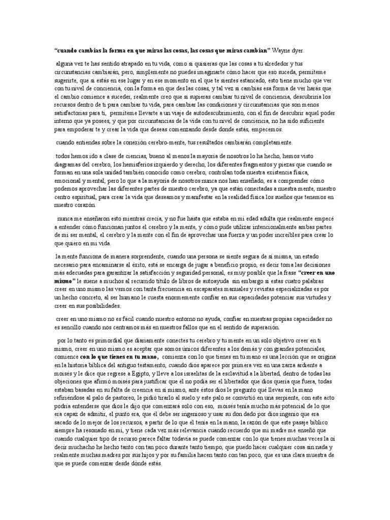 Cambia tu mente, cambia tu vida | PDF | Mente | Dios