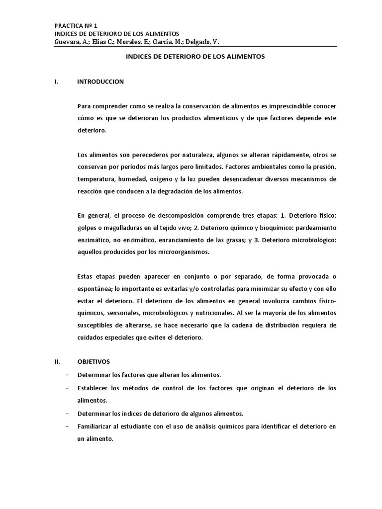P1. Ind. Deterioro de Alimentos | PDF | Alimentos | Carne