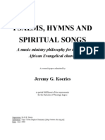 A Philosophy for Psalms, Hymns and Songs in SA Churches