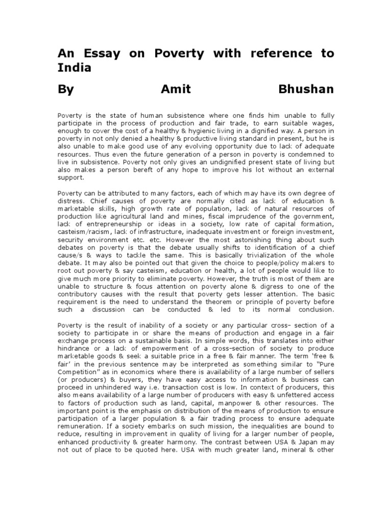 essay on poverty in india