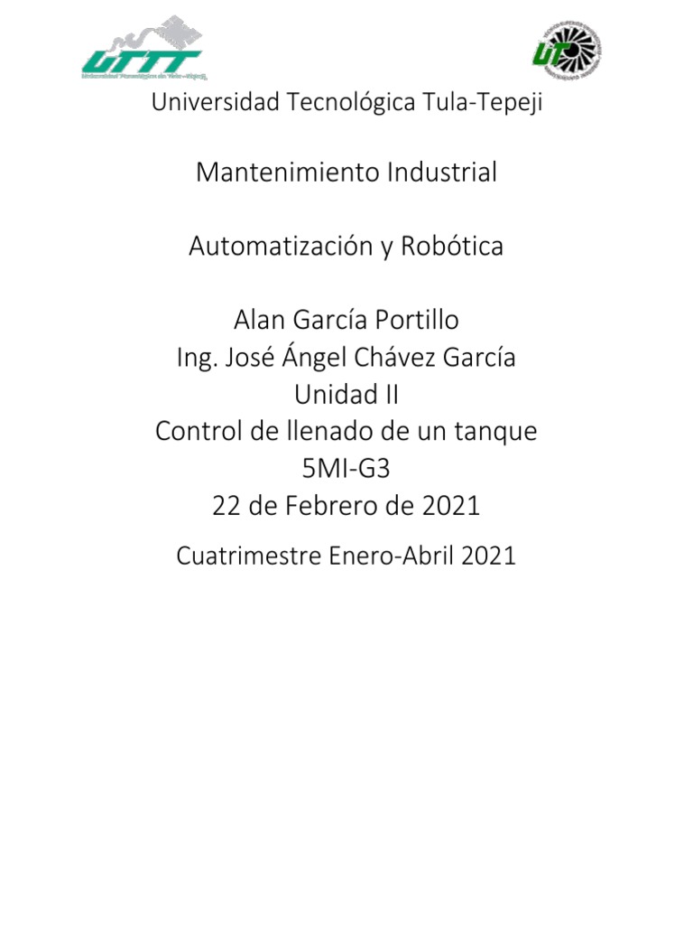 Control De Llenado De Un Tanque Pdf Diodo Emisor De Luz Arduino