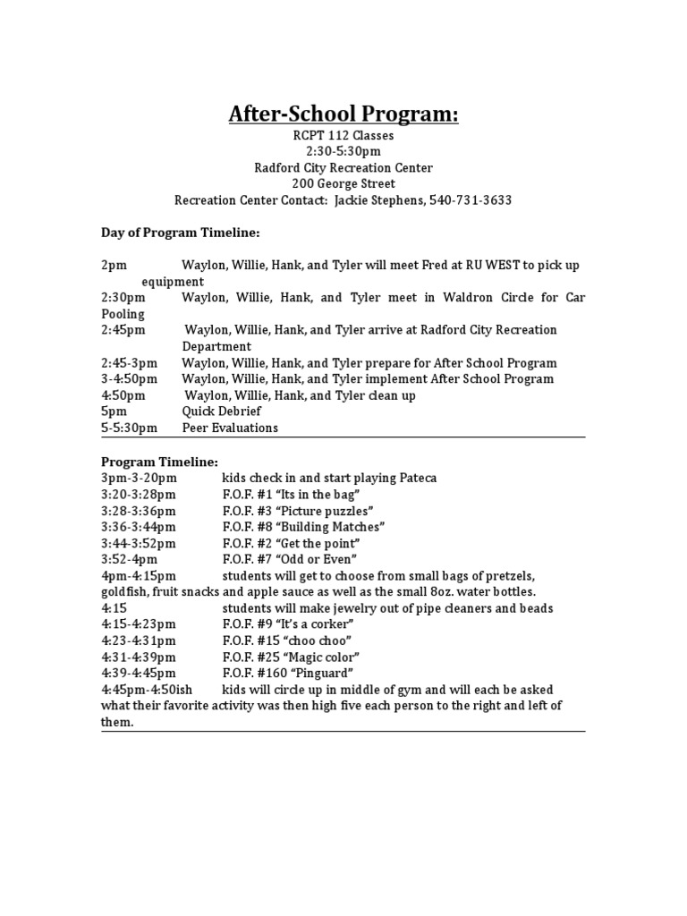 After-School Program Lesson Plan | PDF | Beverages