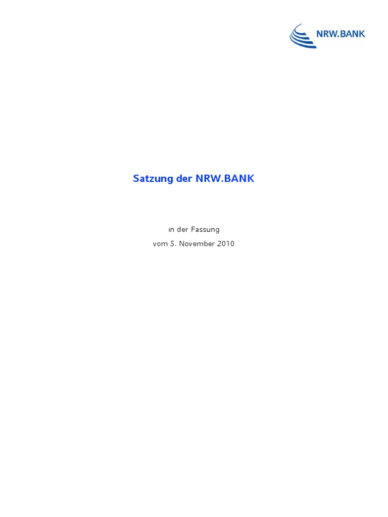 Satzung Deutsch Nrw Bank