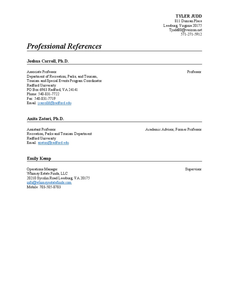 Professional References | PDF