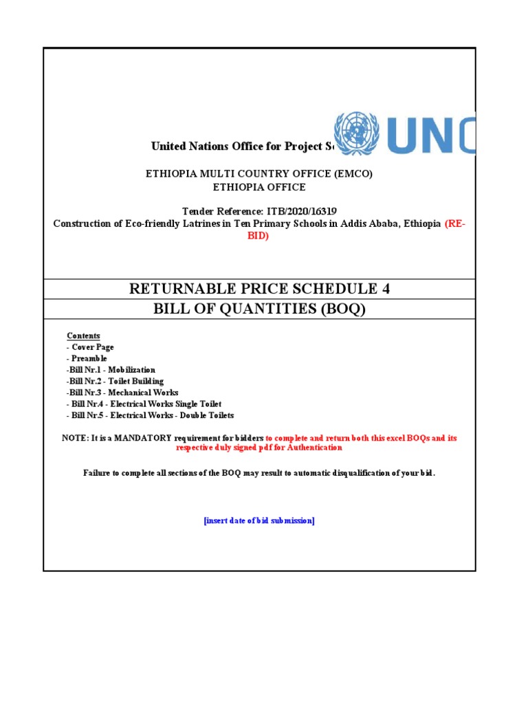 2010!09!3 Returnable Price Schedule 4 Priced BoQ Construction