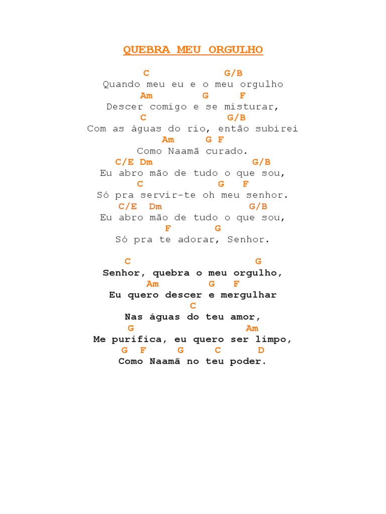 Quebra Meu Orgulho: Letra e Cifras | PDF