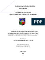 Universidad Nacional Agraria La Molina: Facultad de Zootecnia Departamento Académico de Nutricion