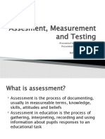 Assesment, Measuring and Testing