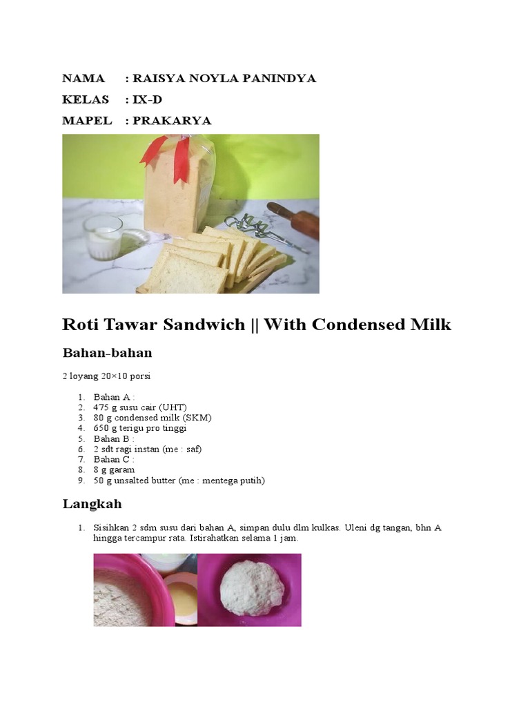 Cara Membuat Roti Tawar | PDF