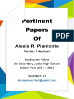 Pertinent Papers Of: Alexis R. Piamonte