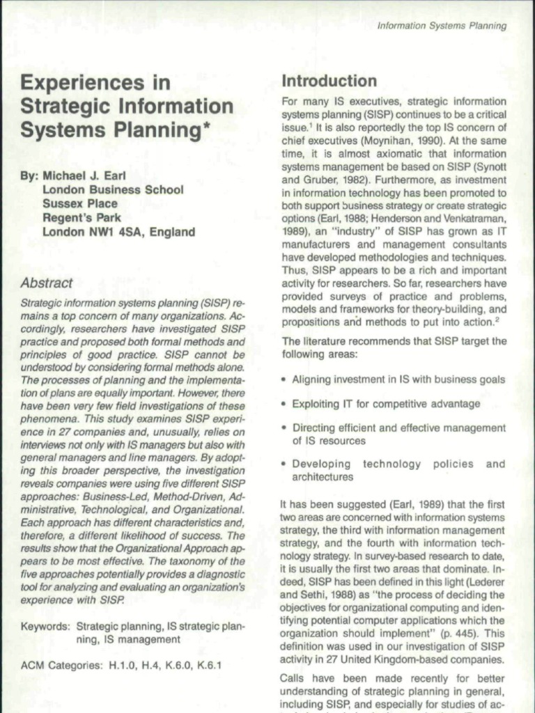Strategic Information Systems Planning Insights | PDF | Strategic ...