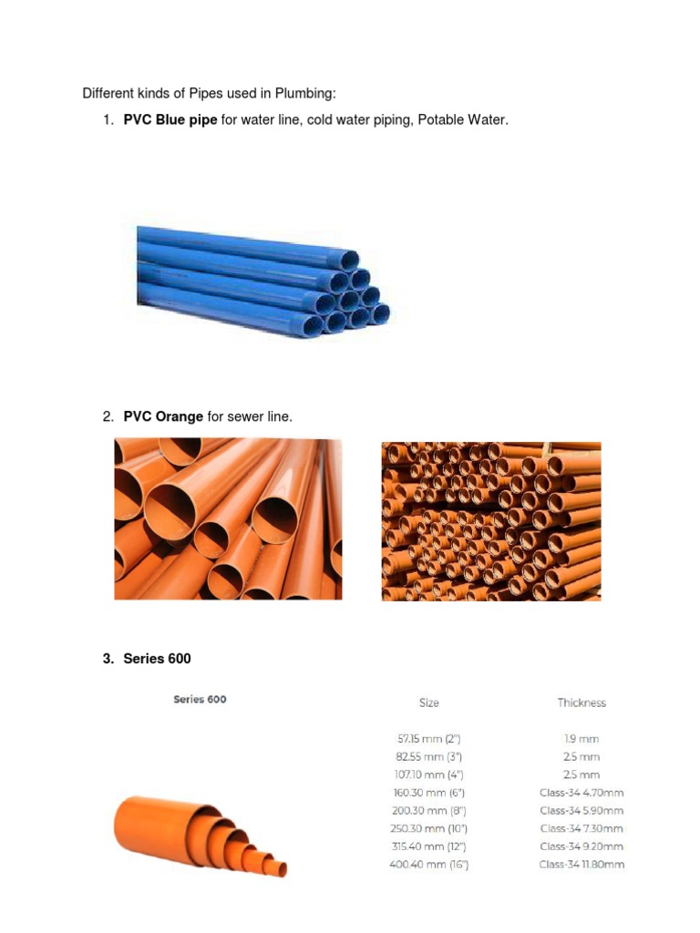 CIE117 Different Kinds of Pipes Used in Plumbing PDF