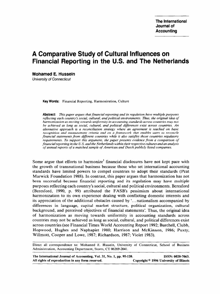 Comparative Study of Cultural Influences On Financial Reporting On Us ...