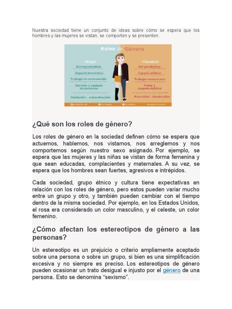 Comprendiendo los Roles de Género | PDF | Estereotipos | Hombre