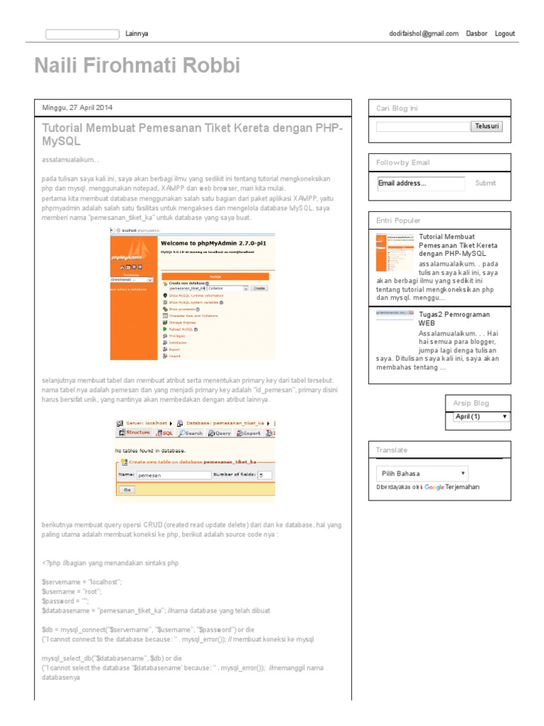 Tutorial Membuat Pemesanan Tiket Kereta Dengan Php Mysql Pdf