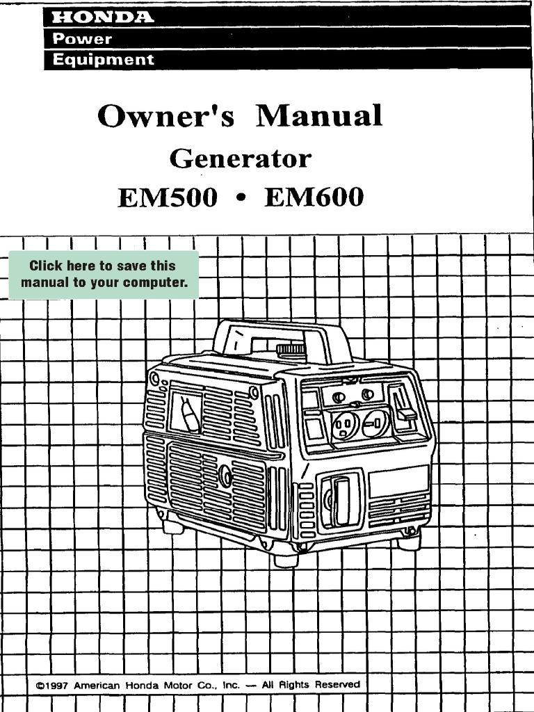 EM500 Generator Owner's Manual | PDF | Carburetor | Gasoline