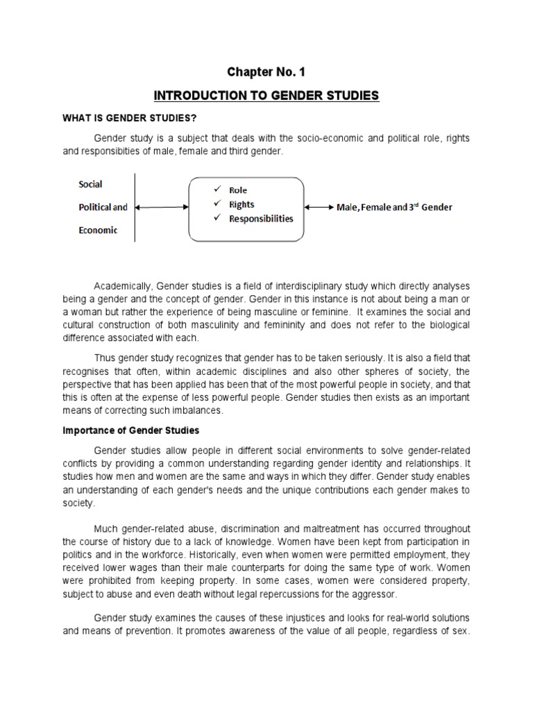 Chapter no 1 introduction to gender studies pdf women s studies