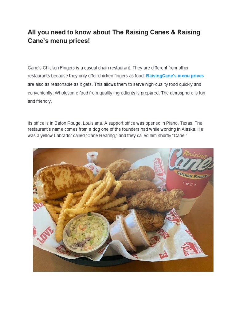 All You Need To Know About The Raising Canes & Raising Cane's Menu