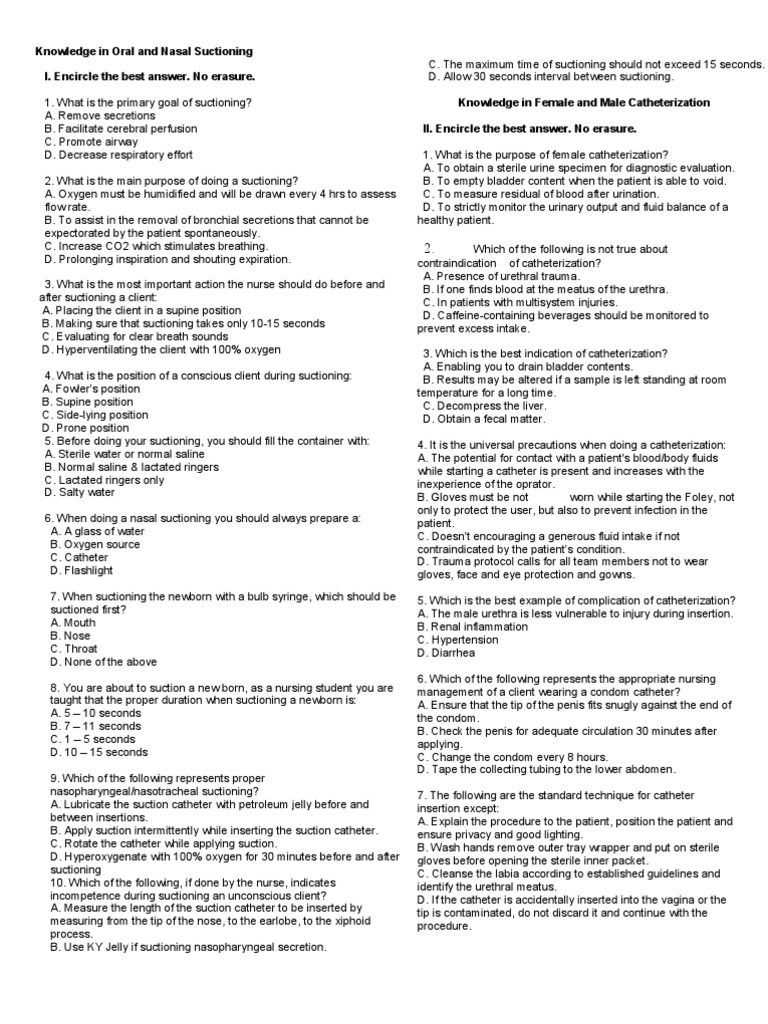 Final Questionnaires 123 PDF Catheter Medical Specialties