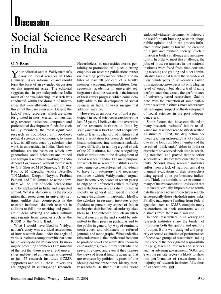 Evaluating Social Science Research in India | PDF | Social Science ...