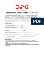 Permission Form-Rated "T" or "M": Check Box & Initial