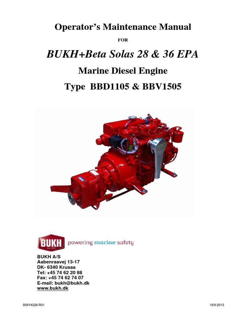 Bukh Diesel Engine Type BBD1105 & BBV1505 Operator's Maintenance Manual