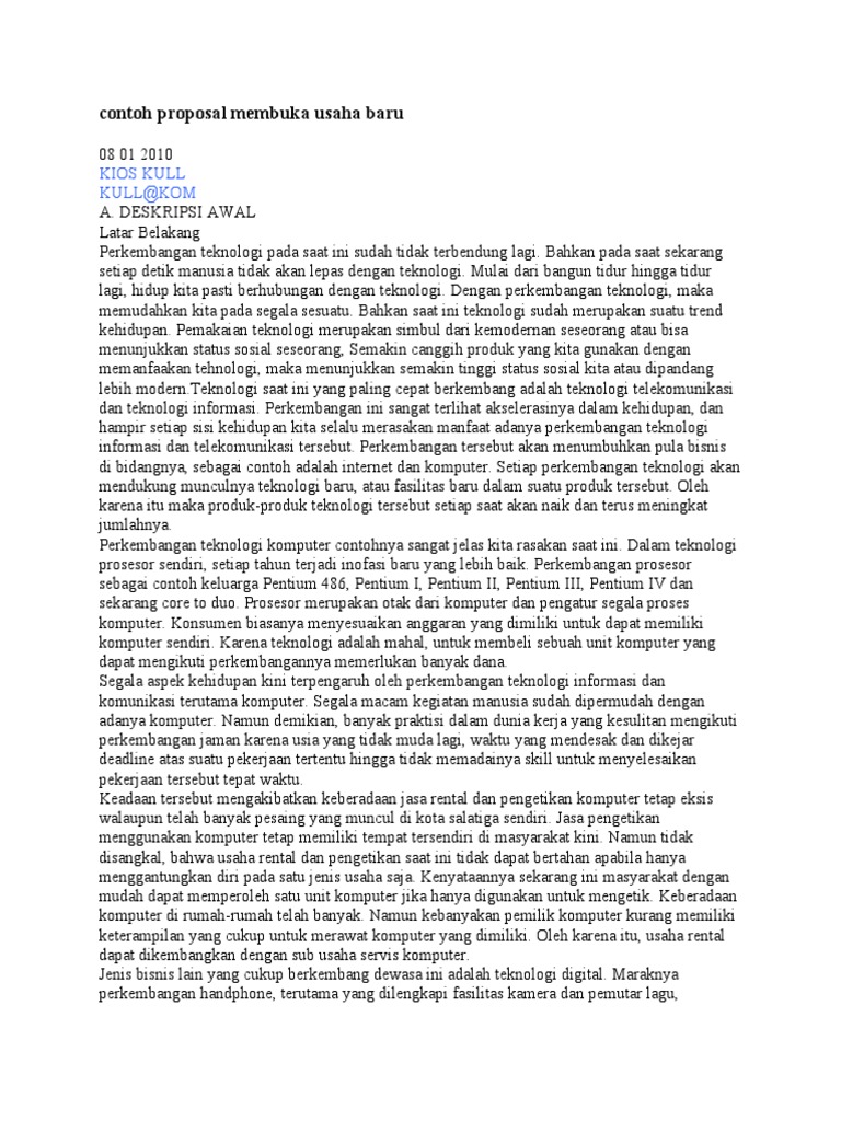 Contoh Proposal Membuka Usaha Baru