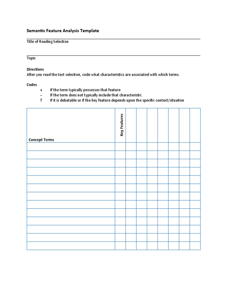 SEMANTIC FEATURE ANALYSIS TEMPLATE PDF intelligence overview