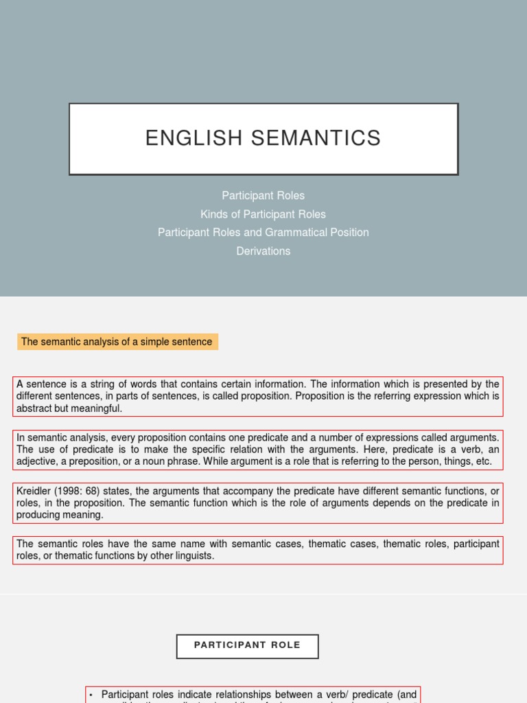 Understanding Participant Roles in Semantics | PDF | Predicate (Grammar ...