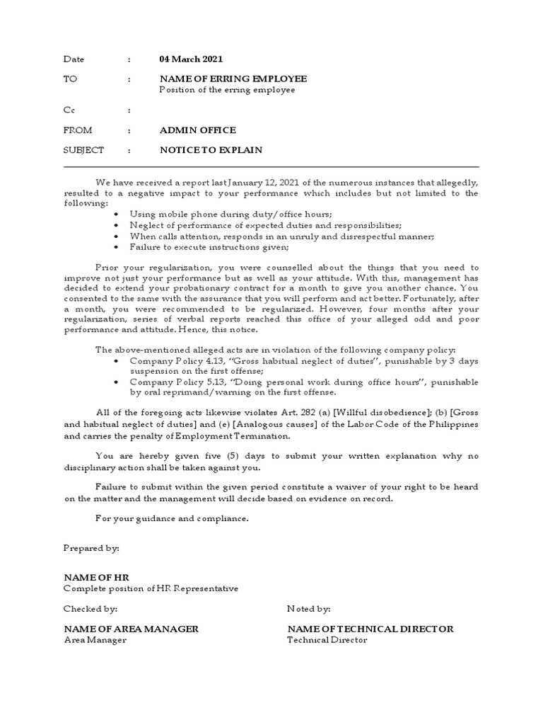 Sample Nte | PDF | Employment | Common Law