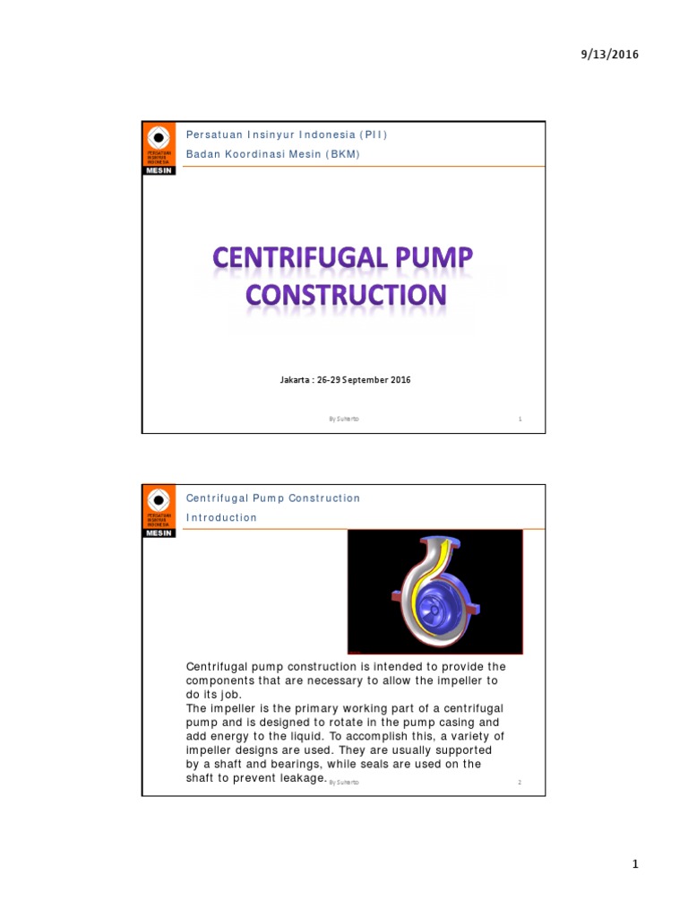 Centrifugal Pump Construction | PDF | Bearing (Mechanical) | Pump