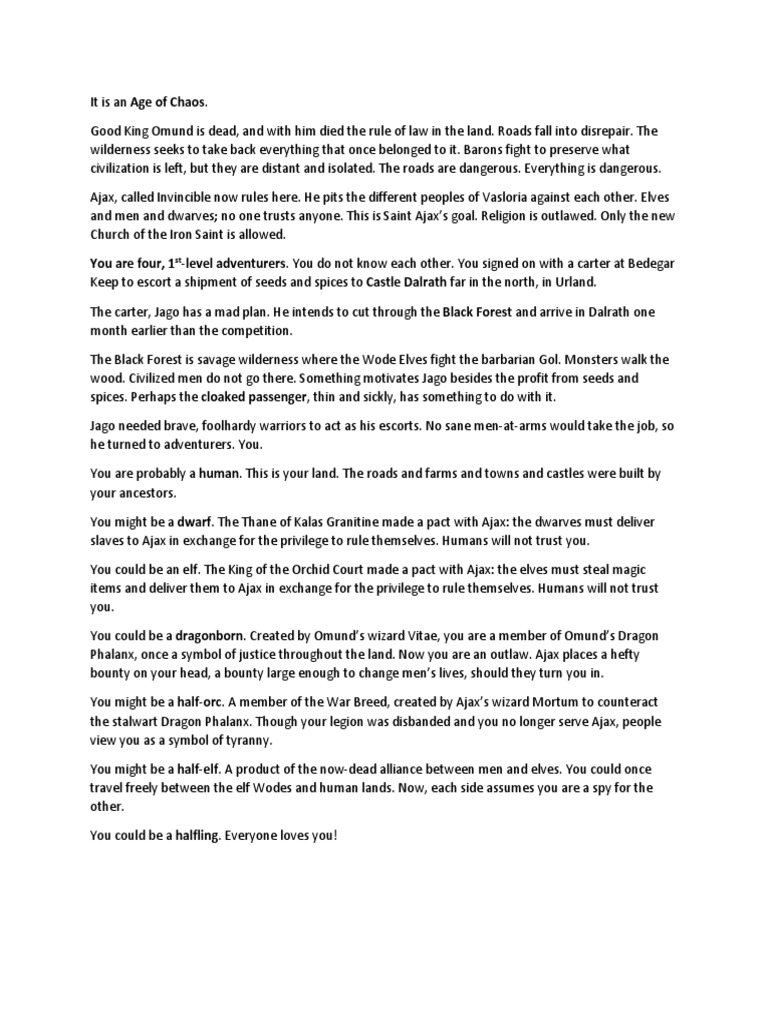 OD&D Campaign Handout - EXAMPLE | PDF | Fantasy