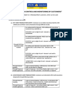 "Self Transaction Control and Monitoring by Customers": Card Related Services