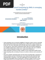 Adoption of Cloud Computing by Smes in Emerging Markets (India) "