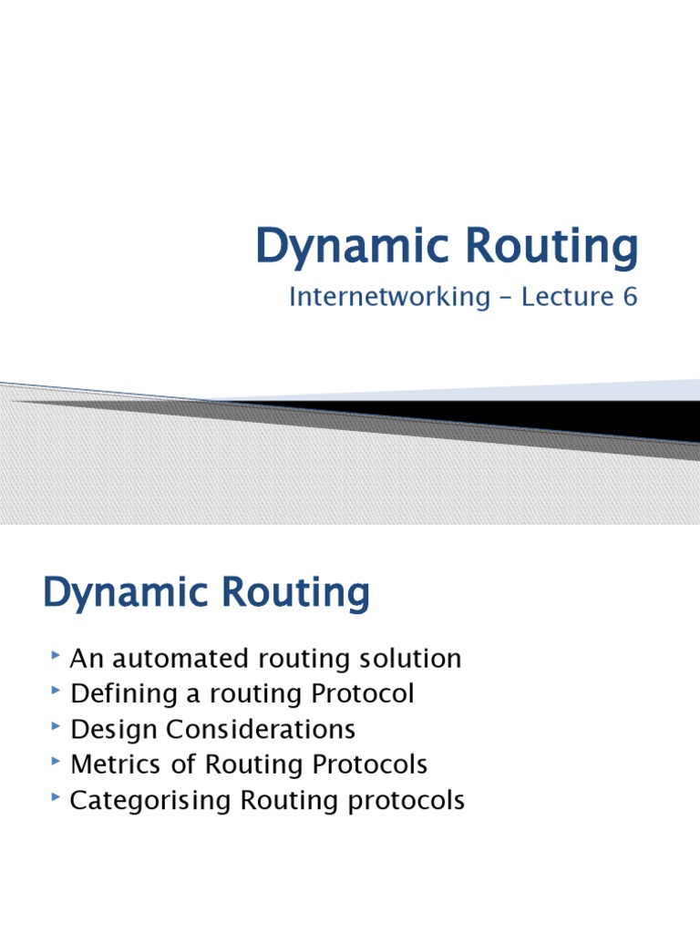 Dynamic Routing: Internetworking - Lecture 6 | PDF | Routing | Computer ...