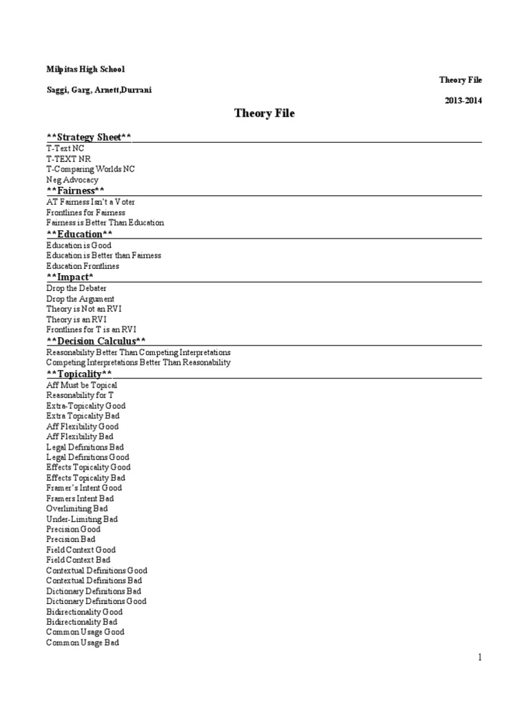 Cypress Woods Theory File PDF Argument Adjective