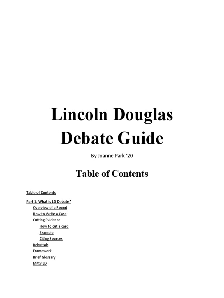 Lincoln Douglas Debate Guide by Joanne Park 20 PDF