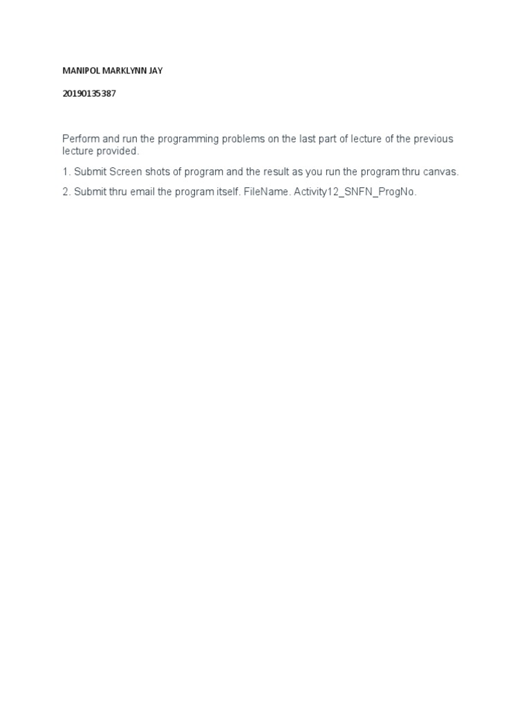 12th Activity. Basic Programming Problems | PDF
