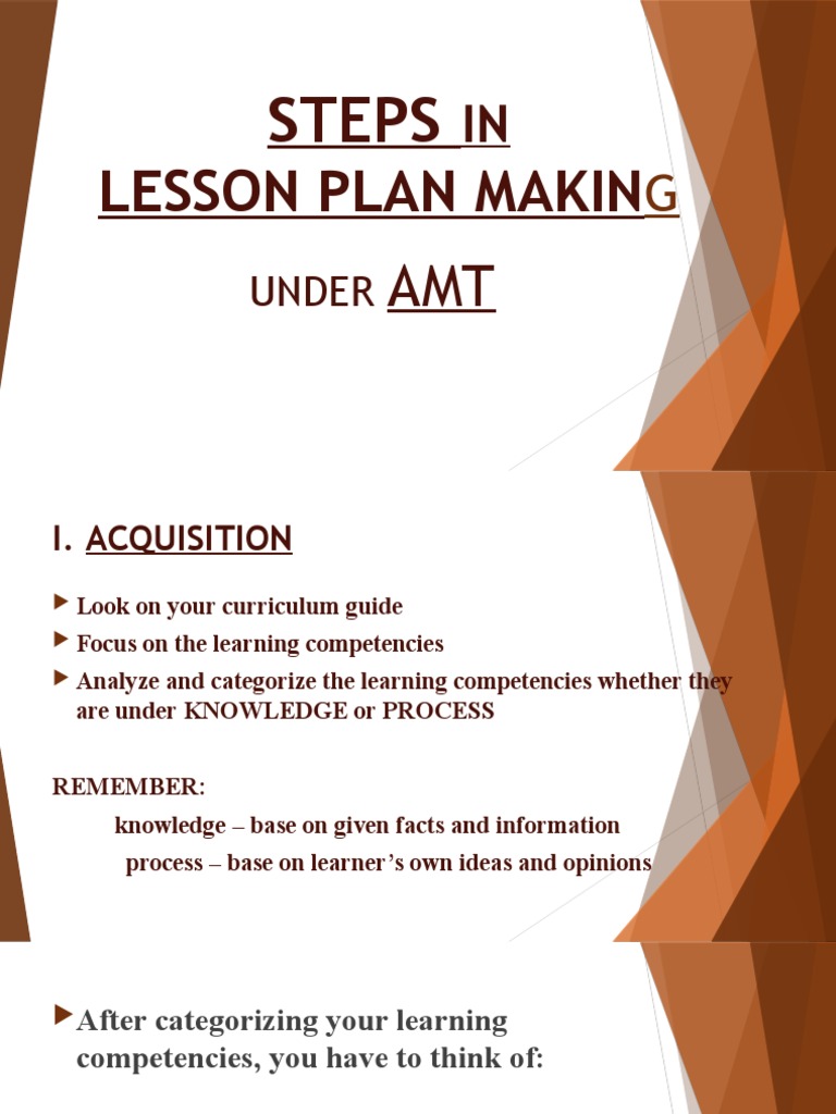 AMT Lesson Plan Development Steps | PDF | Word | Nonverbal Communication