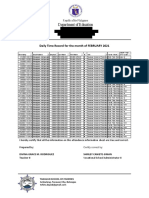 Department of Education: Daily Time Record For The Month of FEBRUARY 2021