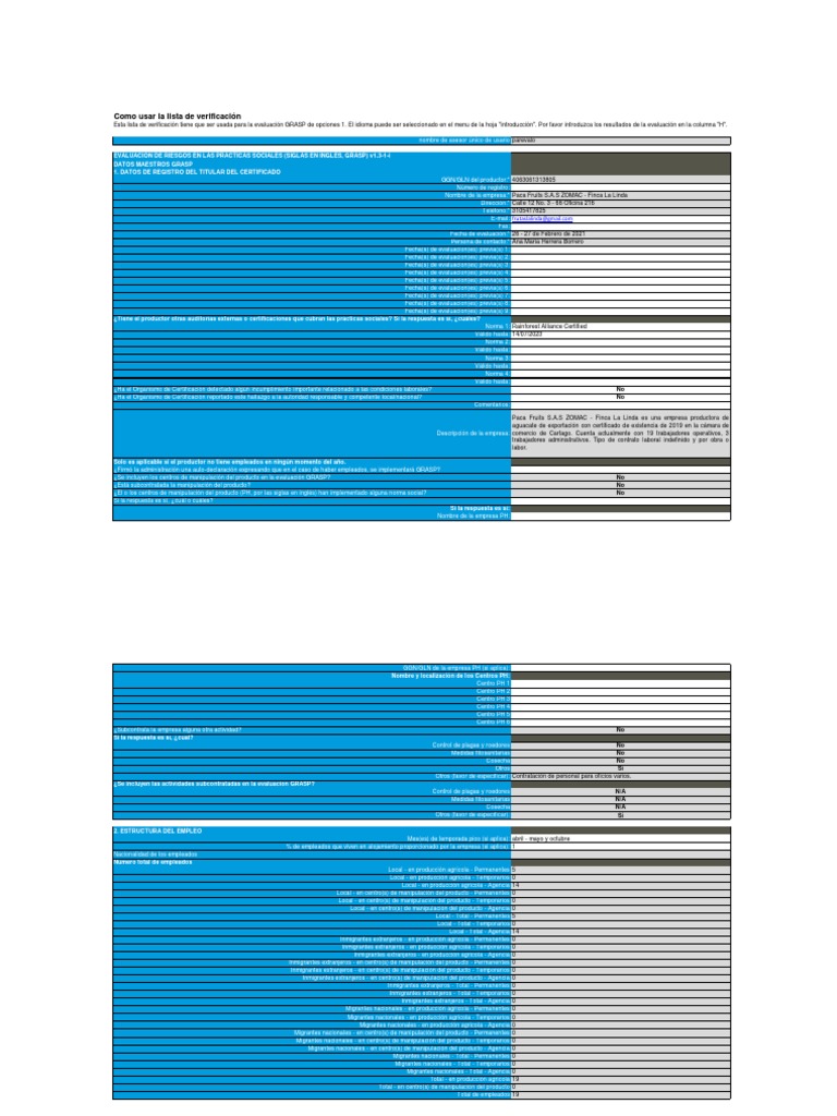 Grasp v1 3-1-I Checklist Upload Template Opt1 Es | PDF | Organización  Internacional del Trabajo | Salario