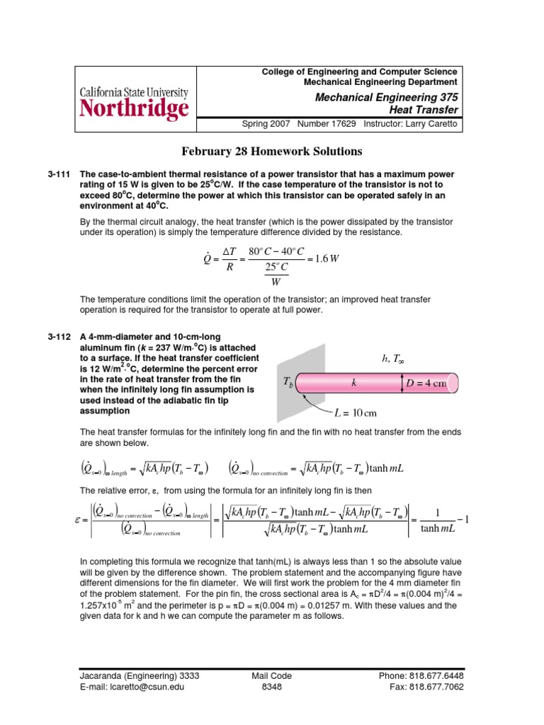 Heat Transfer Solutions for Pin Fins | PDF