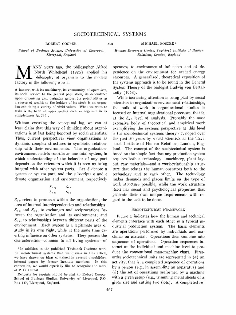 Sociotechnical Systems | PDF | System | Systems Theory