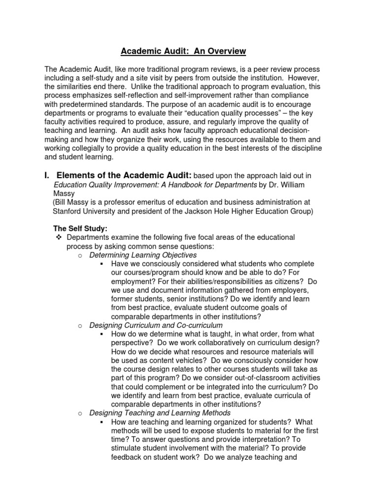 Academic Audit Overview 2005 | PDF | Curriculum | Educational Assessment