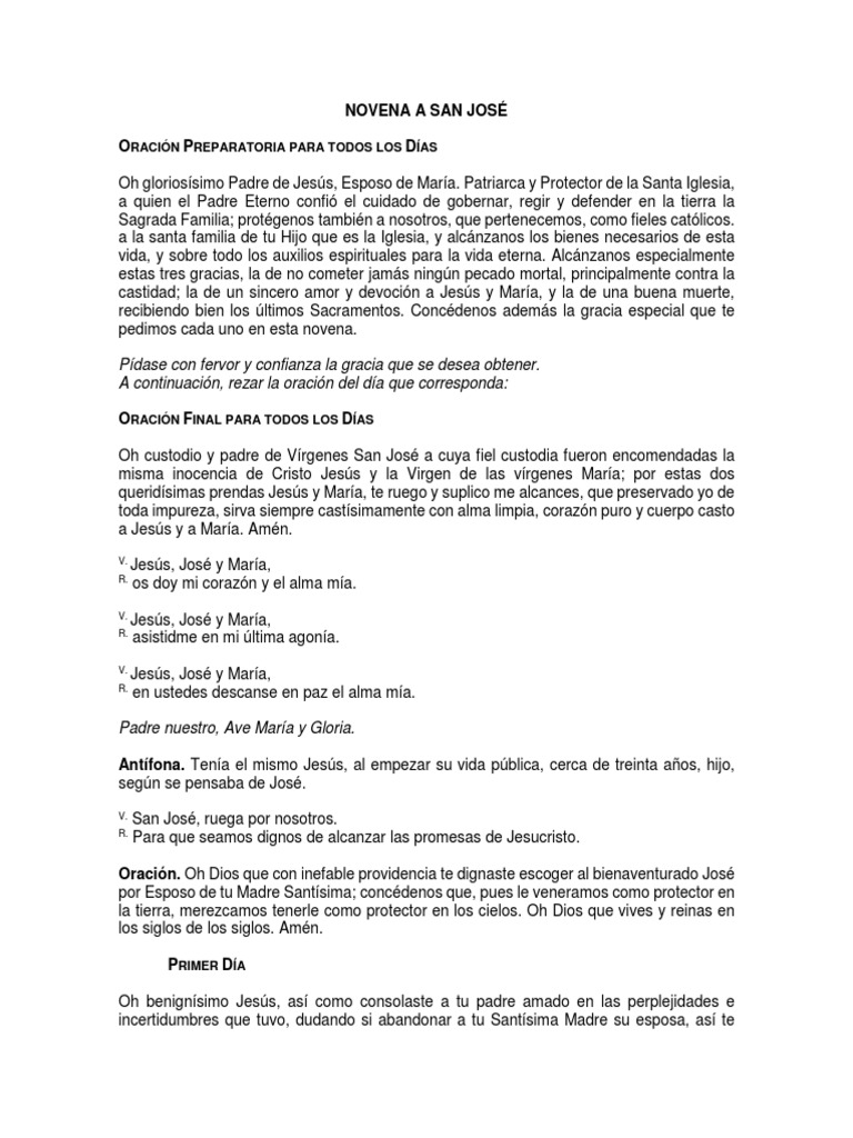 Novena A San José | PDF | María, madre de Jesús | Oración